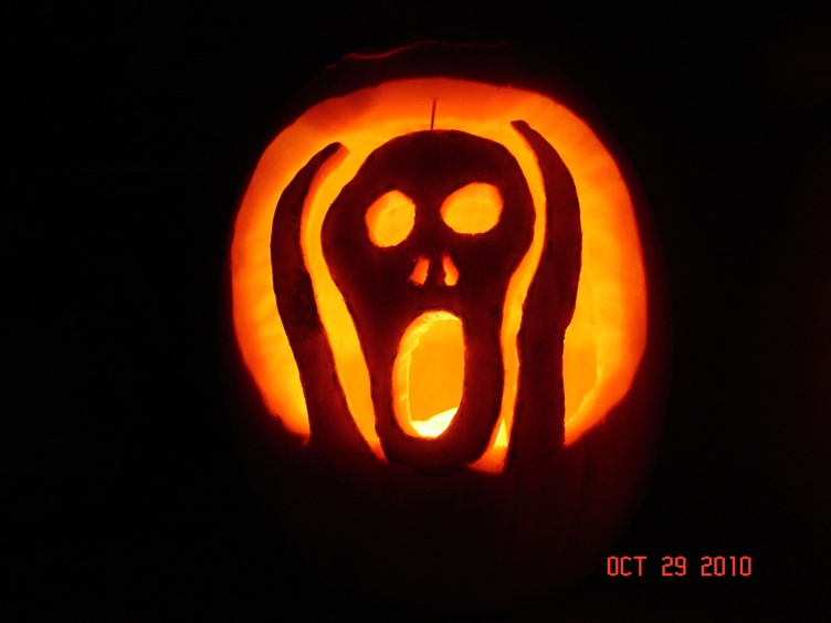 the scream edvard munch Halloween pumpkin carving stencils, Halloween